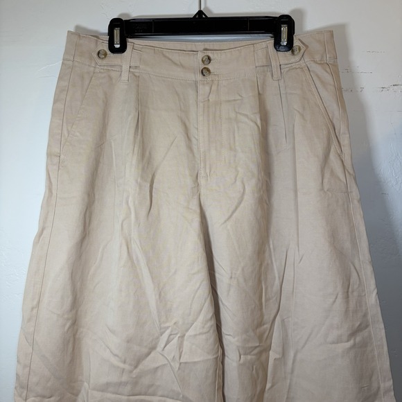 Madewell Pants - Madewell Pants Women 12 Petite The Harlow Wide Leg Linen Blend Pleated High Rise